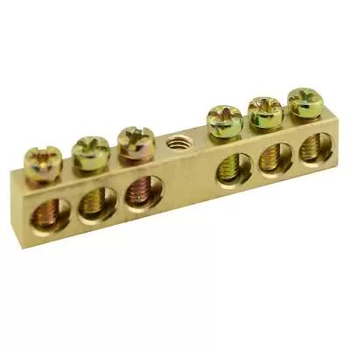 Шина PEN TS-0609C 6х9 6 отверстий крепление по центру Энергия - Электрика, НВА - Щитки и аксессуары для монтажа - Шины нулевые - . Магазин оборудования для автономного и резервного электропитания Ekosolar.ru в Новосибирске